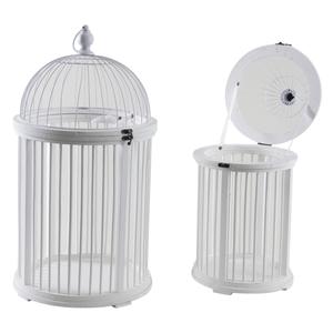 Photo ACA120S : Cages en bois et métal laqués blanc