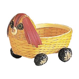 Photo CAN1160 : Bamboo dog basket on wheels