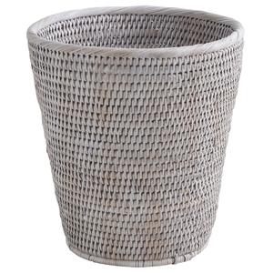 Photo CBU1290 : White painted rattan waste paper basket