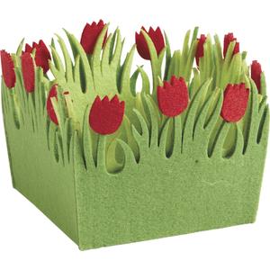 Photo CCF1840 : Felt basket with red tulips