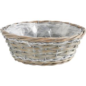 Photo CCO6680P : Grey split willow basketwith siver rope