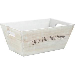 Photo CCO7190 : Wooden basket with printing Que du bonheur