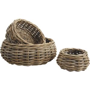 Photo CCO771S : Grey pulut rattan round bowl baskets