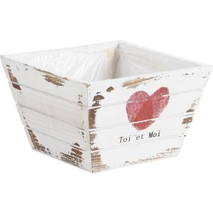 Photo CCO7930P : Square wood basket with heart