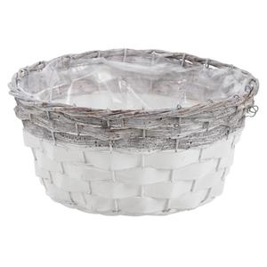Photo CCO8120P : Stained willow and wood round basket