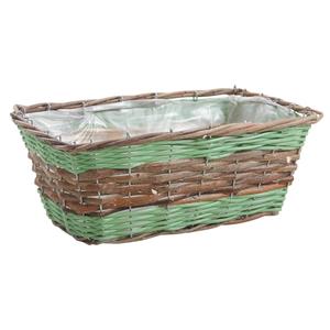 Photo CCO8732P : Rectangular unpeeled willow and polyrattan basket