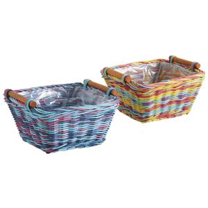 Photo CCO8910P : Square multicolored stained rattan basket