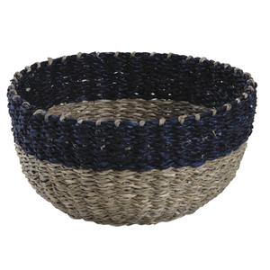 Photo CCO8970 : Square natural and blue stained rush basket