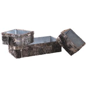 Photo CCO930S : Birch wood and galvanized metal baskets