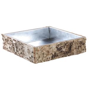 Photo CCO934S : Square birch wood and galvanized metal basket