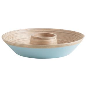 Photo CCP1300 : Sky blue lacquered bamboo bowl