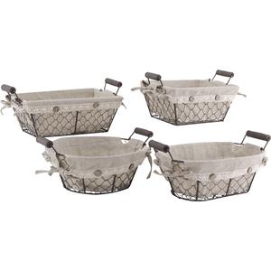 Photo CDA4560J : Rusty wire basket with wooden handles