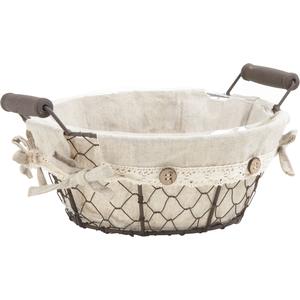 Photo CDA4571JP : Rusty wire basket with wooden handles