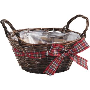 Photo CDA5060P : Unpeeled willow basket with ribbon