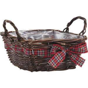 Photo CDA5070P : Unpeeled willow basket with ribbon