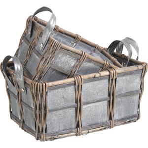 Photo CDA531SP : Wood willow and zinc baskets