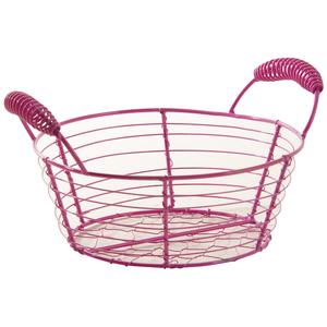 Photo CDA5660 : Round pink lacquered metal basket