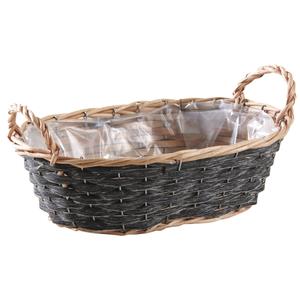 Photo CDA5840P : Oval basket in willow and wood chip, with 2 handles