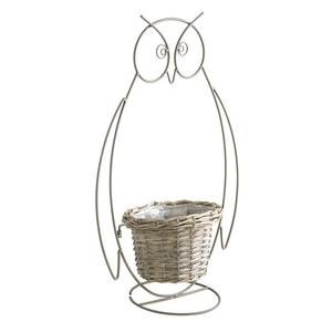 Photo CFA2750P : Split willow and metal owl basket