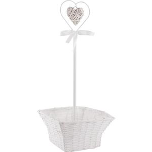 Photo CFL1530P : White painted split willow and metal basket