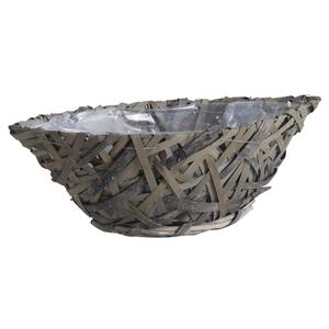 Photo CFL1660P : Stained wood and metal boat-shaped basket