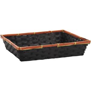 Photo CMA3780 : Rectangular dark brown stained bamboo basket