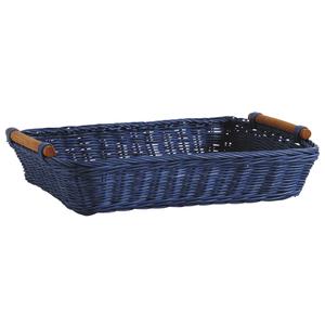Photo CMA4170 : Rectangular blue stained rattan basket