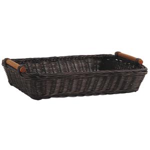 Photo CMA4180 : Rectangular brown stained rattan basket