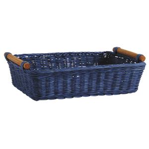 Photo CMA4190 : Rectangular blue stained rattan basket
