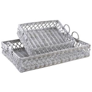 Photo CMA453S : Rectangular white washed rattan baskets