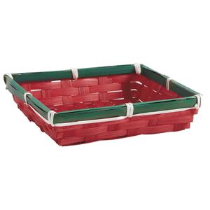 Photo CNO2160 : Square red and green bamboo basket