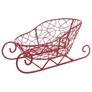 Photo CNO2170 : Red lacquered metal sled-shaped basket