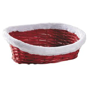 Photo CNO2220 : Oval red split willow basket with synthetic fur