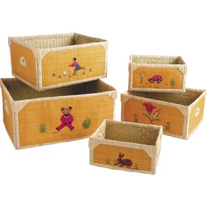 Photo CRA354S : Raffia matting storage baskets