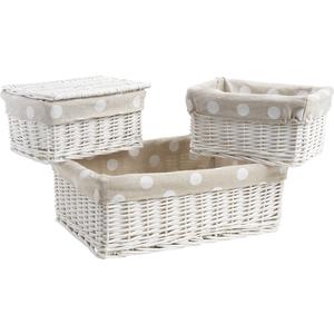 Photo CRA391SJ : Set of 2 willow storage baskets + 1 basket with lid