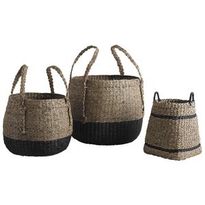 Photo CRA497S : Rush and stained rope storage baskets