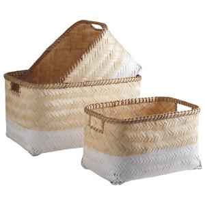 Photo CRA503S : Lacquered bamboo storage baskets