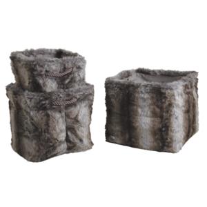 Photo CRA507SC : Square synthetic fur storage baskets