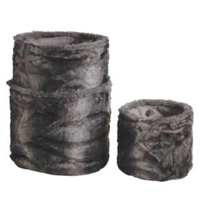 Photo CRA508SC : Round synthetic fur storage baskets