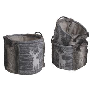 Photo CRA511SC : Round storage baskets with deer design
