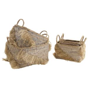 Photo CRA522S : Rectangular storage baskets with fringes