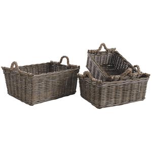 Photo CRA525S : Grey pulut rattan and rope storage baskets