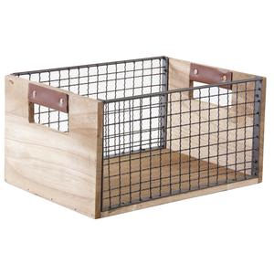 Photo CRA5310 : Stained wood and rusty finish metal storage basket