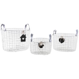 Photo CRA532S : Old white metal storage baskets