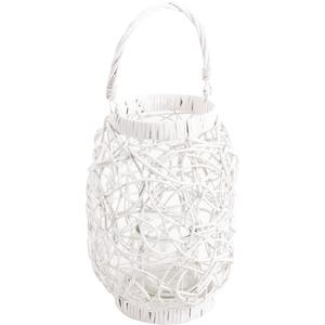 Photo DBO1630V : White lacquered willow lantern