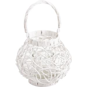 Photo DBO1640V : White lacquered willow lantern