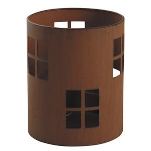 Photo DBO1960V : Rusty finish metal and glass candle jar