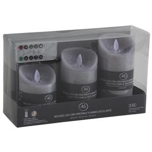 Photo DBO213S : Set of 3 cotton flower LED candles with remote control