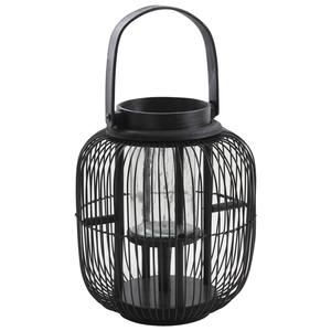 Photo DBO2240V : Black metal and lacquered wood lantern