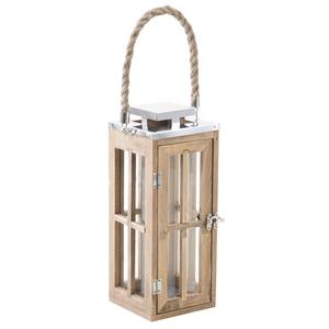 Photo DBO2320V : Wood and silver color metal lantern